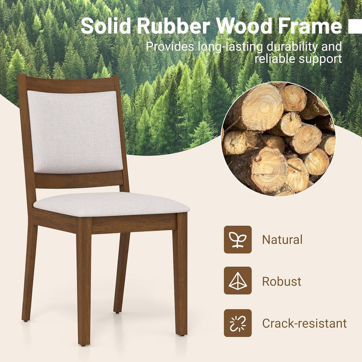 Giantex Upholstered Dining Chairs Set of 2/4, Modern Farmhouse Kitchen Chairs w/Padded Backrest &amp; Cushioned Seat, Rubber Wood Frame