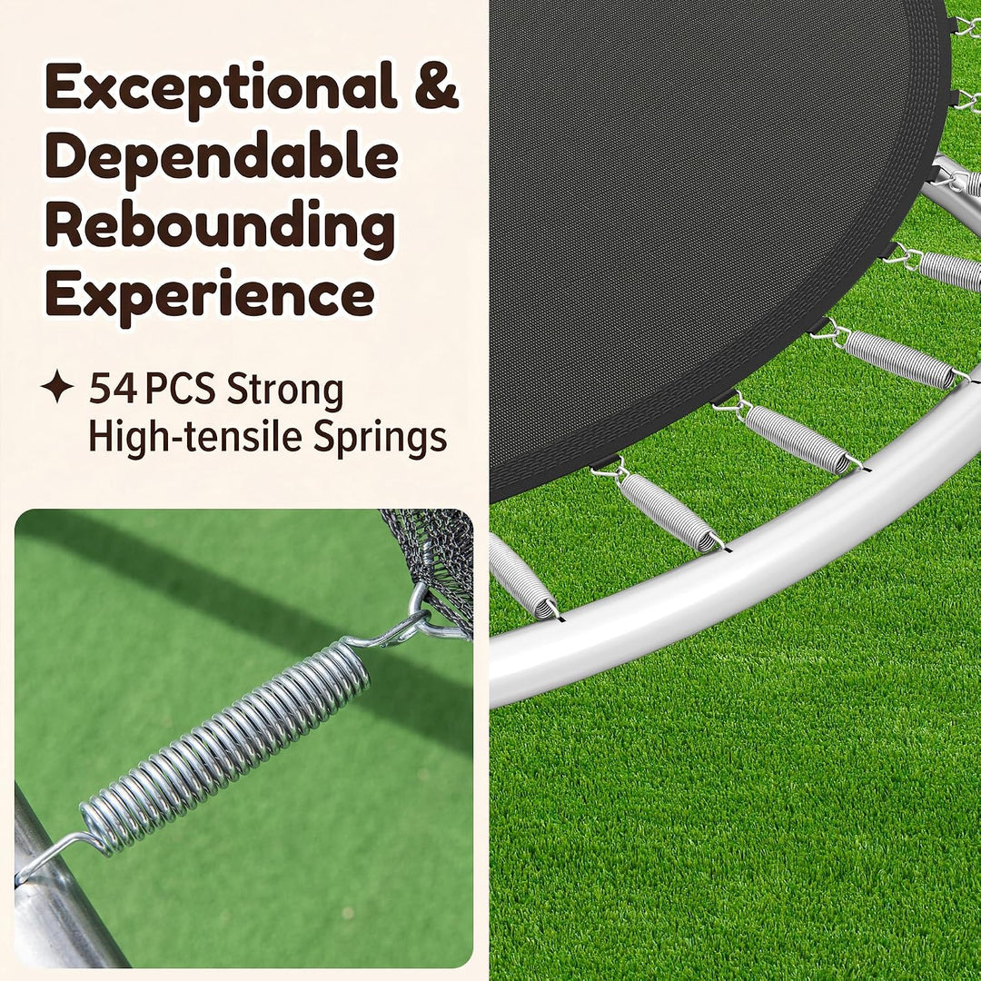 Giantex Outdoor Trampoline 8‑12FT ASTM Approved w Net Ladder Seamless for Kids Adults