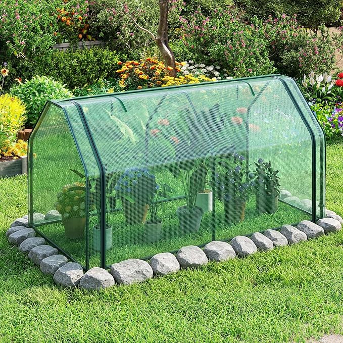 Giantex Mini Portable Greenhouse w/ PE Cover Roll-Up Zipper
