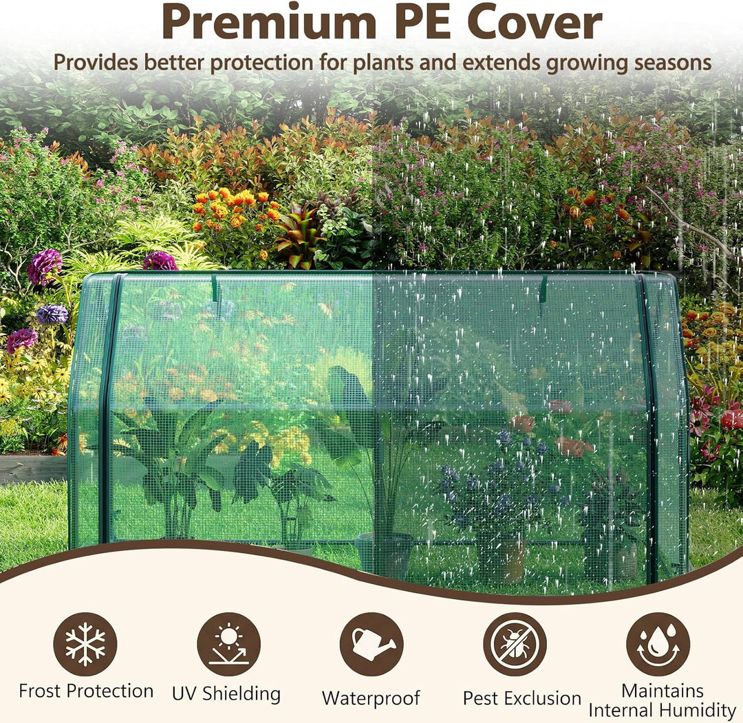 Giantex Mini Portable Greenhouse w/ PE Cover Roll-Up Zipper