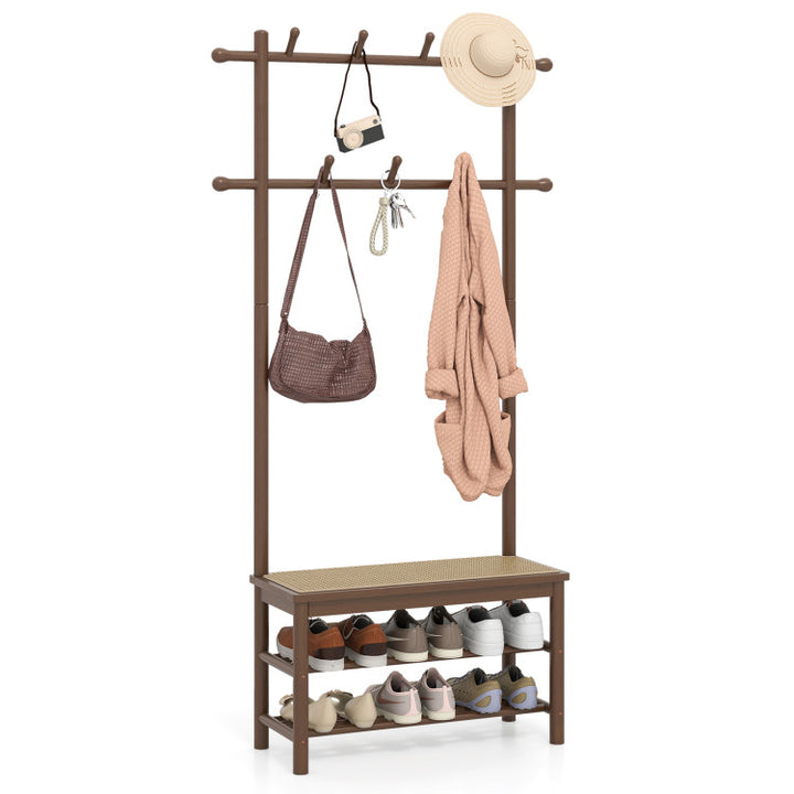 Giantex 3-in-1 Hall Tree with Bench and Shoe Storage Narrow Mudroom Storage Organizer