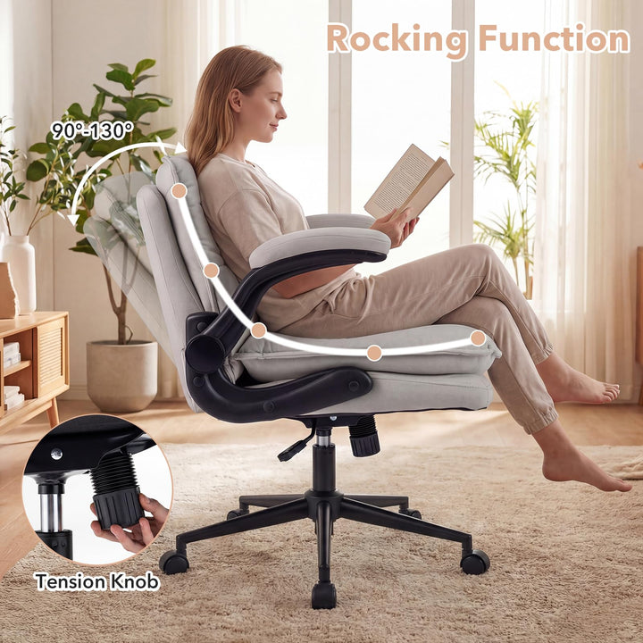 Giantex Criss Cross Chair with Flip-up Arms &amp; Wide Thick Padded Seat