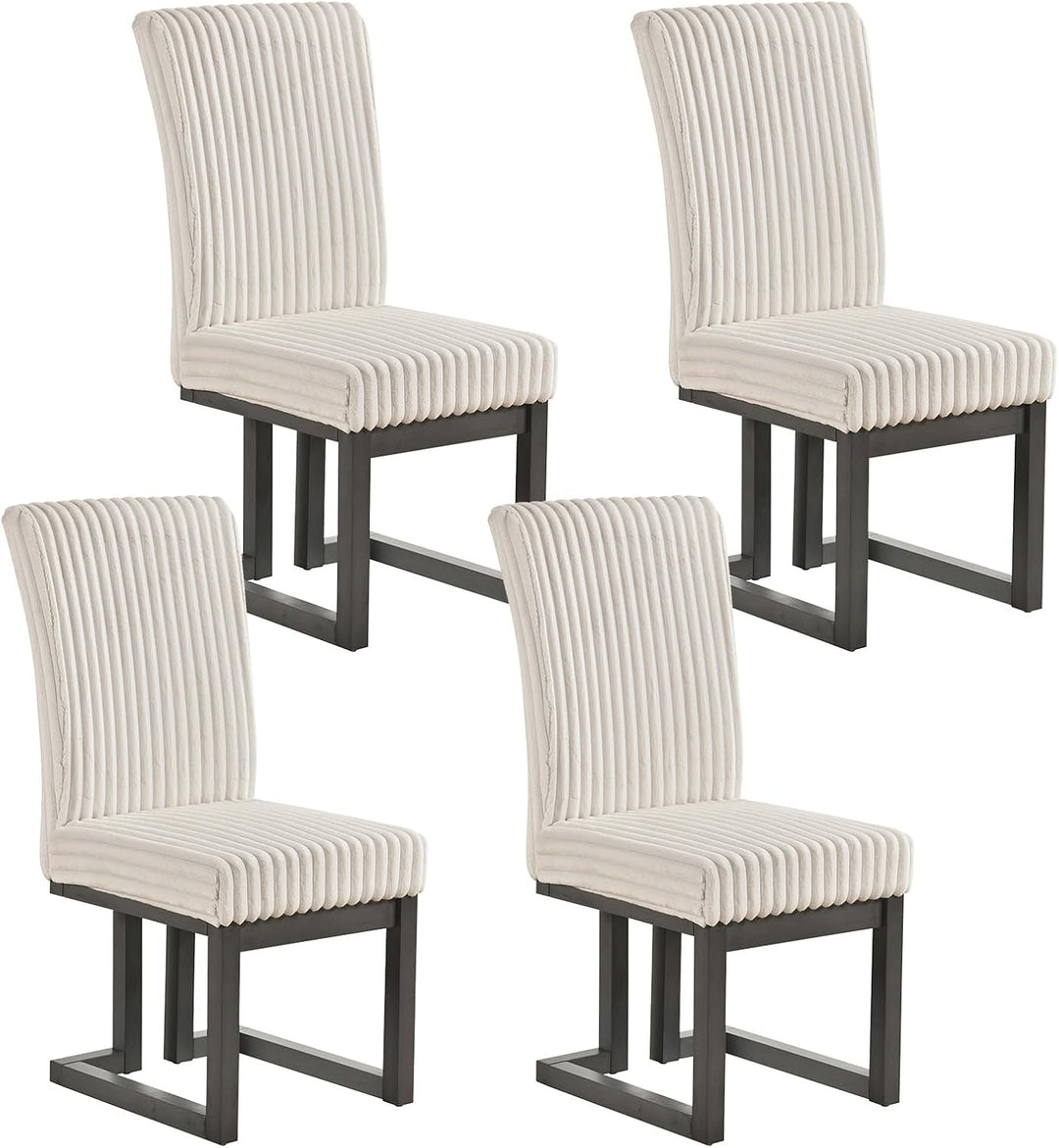 GIANTEX Upholstered Dining Chairs Set of 2, Kitchen Chairs with High Back | Modern Dining Room Chairs with Fabric Channel Back &amp; Seat