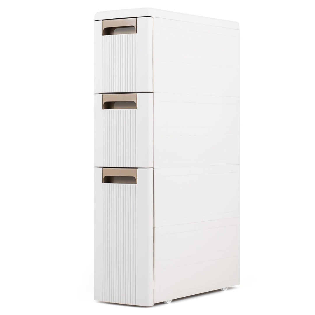Giantex 3/4-Tier Narrow Storage Cabinet with Wheels for Small Spaces Bathroom Kitchen