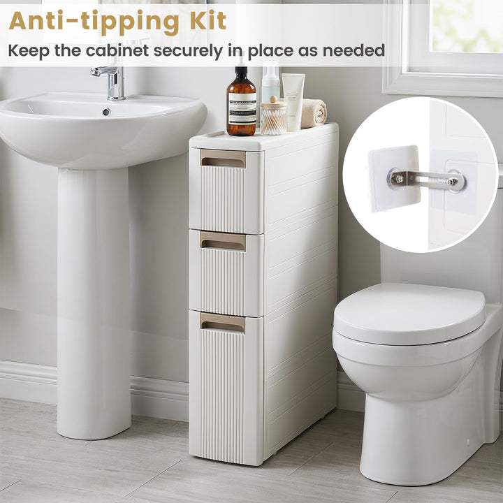 Giantex 3/4-Tier Narrow Storage Cabinet with Wheels for Small Spaces Bathroom Kitchen