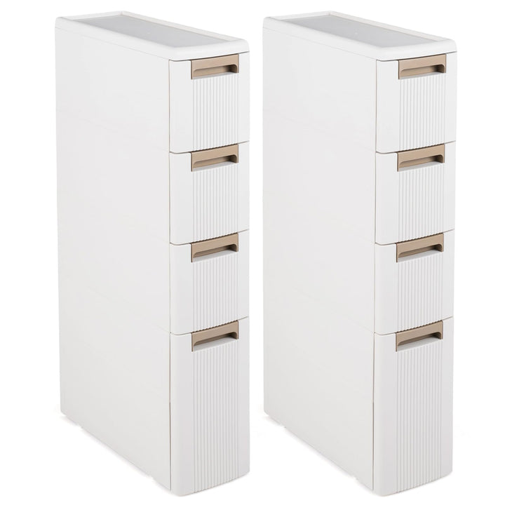 Giantex 3/4-Tier Narrow Storage Cabinet with Wheels for Small Spaces Bathroom Kitchen