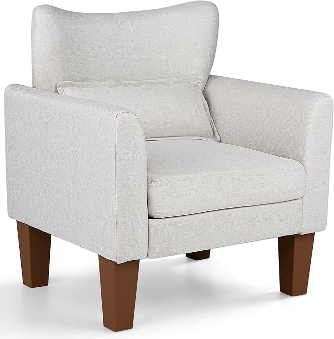 GIANTEX Modern Accent Chair with Removable Seat Cushion &amp; Pillow | Upholstered Armchair w/ Strong Support Legs