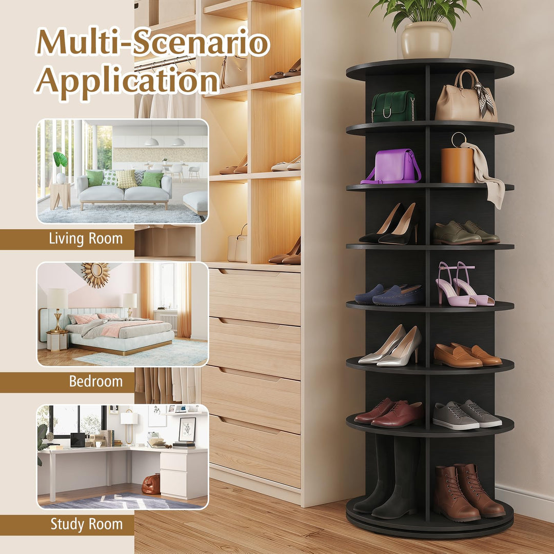 Giantex 7 Tier Rotating Shoe Rack Tower with 28 Cubes