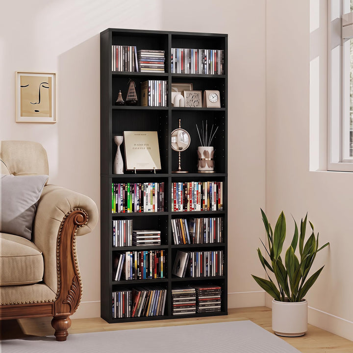 GIANTEX DVD Shelf | 16-Shelf Wide CD Rack with 12 Adjustable Shelves (1/2)