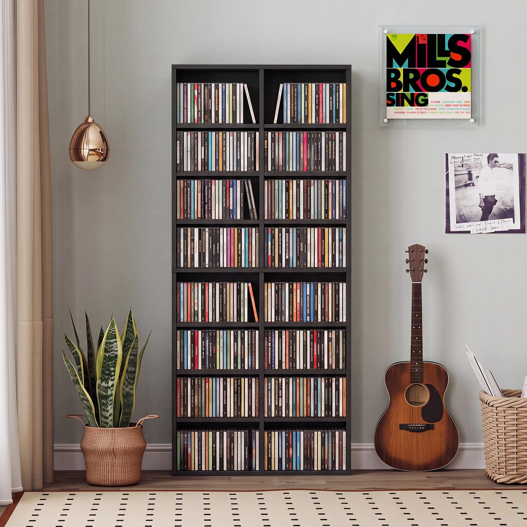 GIANTEX DVD Shelf | 16-Shelf Wide CD Rack with 12 Adjustable Shelves (1/2)