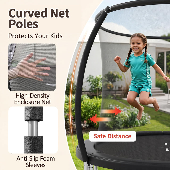 Giantex Outdoor Trampoline 8‑12FT ASTM Approved w Net Ladder Seamless for Kids Adults
