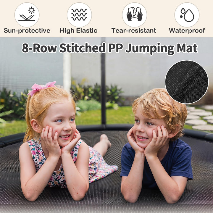 Giantex Outdoor Trampoline 8‑12FT ASTM Approved w Net Ladder Seamless for Kids Adults