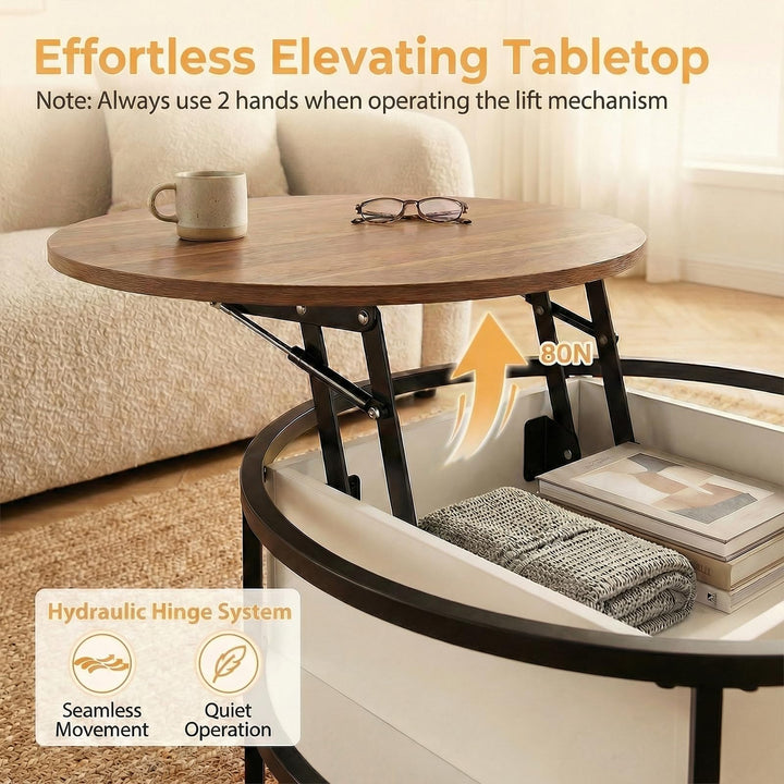 Giantex 31.5" Round Lift Top Coffee Table with Storage and Hidden Compartment