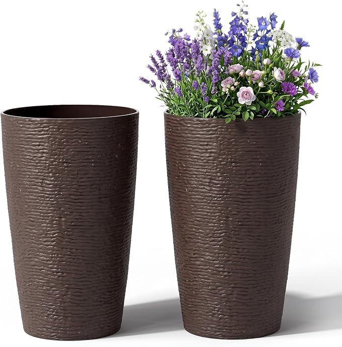 Giantex 21” Tall Round Tapered All Weather Flower Pots Set of 2
