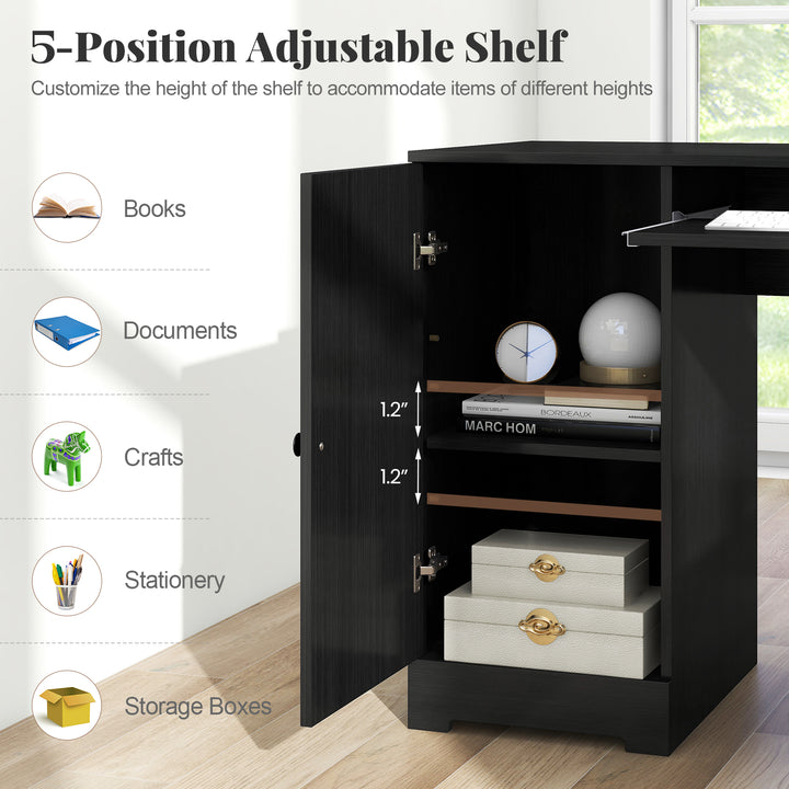 Giantex 66" L-Shaped Desk with Storage Drawers &amp; Charging Station