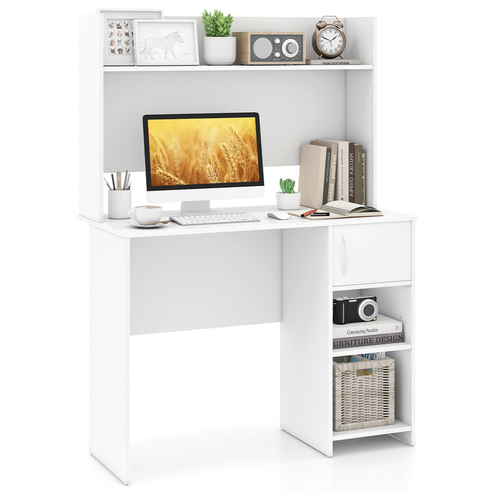 Giantex Computer Desk with Hutch, Home Office Desk with Storage Cabinet &amp; Adjustable Shelf