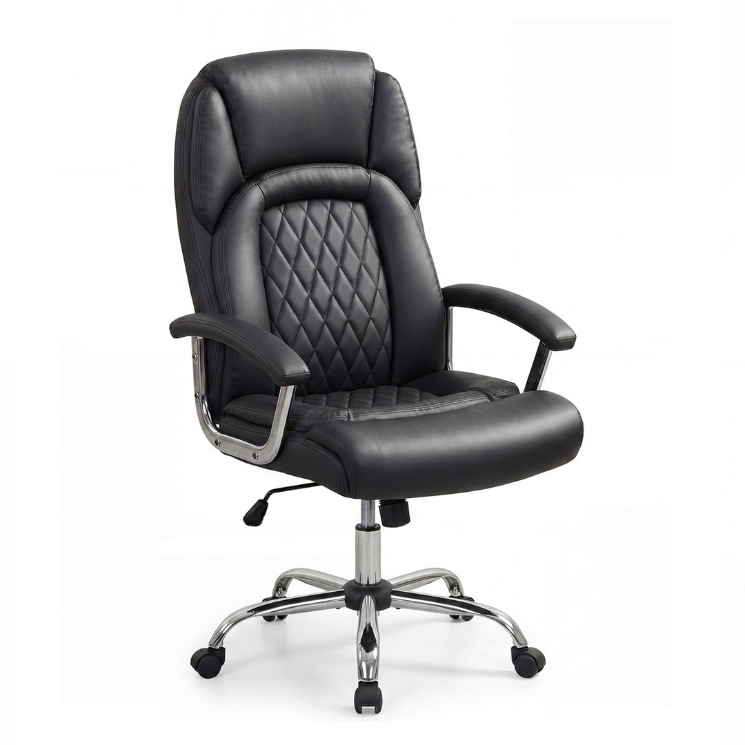 Giantex Ergonomic Leather Office Chair – Adjustable Swivel Executive Desk Chair with Armrests &amp; Rocking Backrest