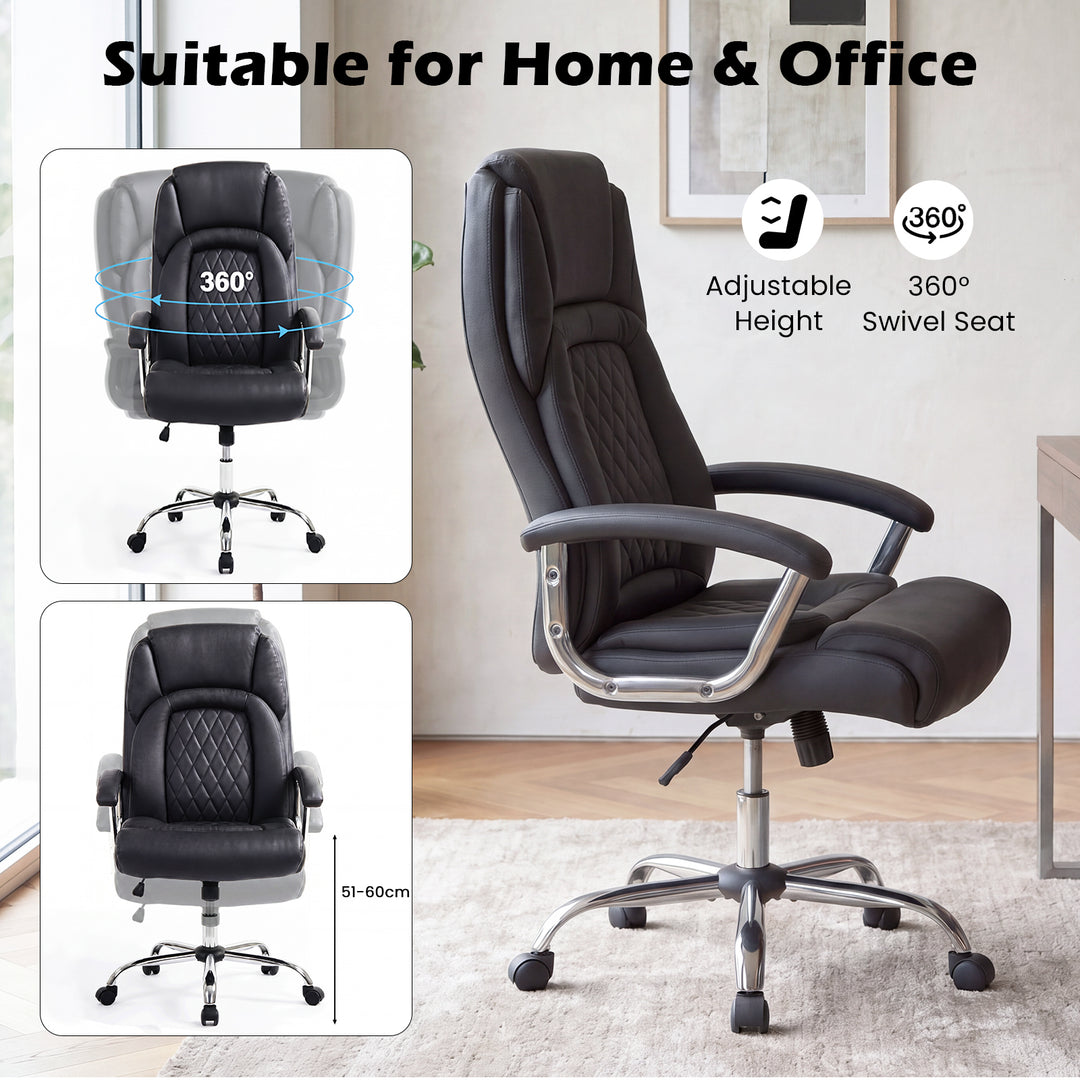 Giantex Ergonomic Leather Office Chair – Adjustable Swivel Executive Desk Chair with Armrests &amp; Rocking Backrest