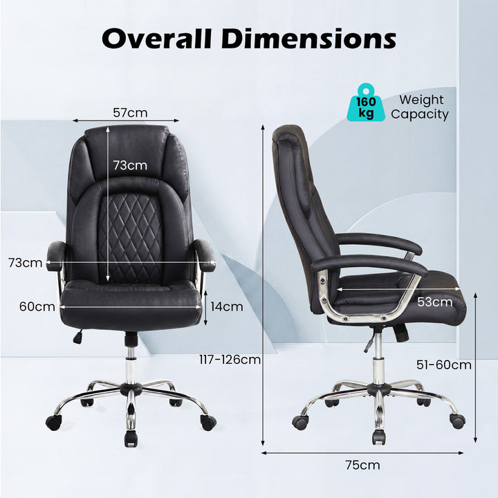 Giantex Ergonomic Leather Office Chair – Adjustable Swivel Executive Desk Chair with Armrests &amp; Rocking Backrest