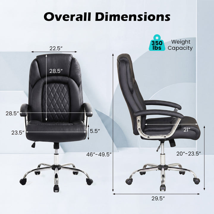 Giantex Ergonomic Leather Office Chair – Adjustable Swivel Executive Desk Chair with Armrests &amp; Rocking Backrest