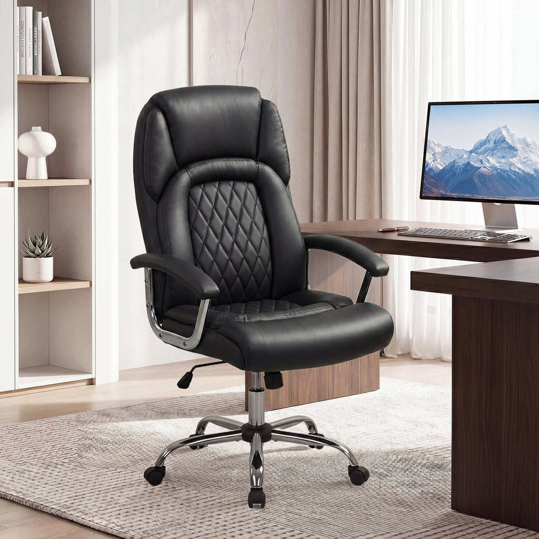 Giantex Ergonomic Leather Office Chair – Adjustable Swivel Executive Desk Chair with Armrests &amp; Rocking Backrest