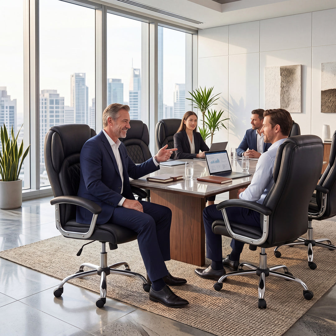 Giantex Ergonomic Leather Office Chair – Adjustable Swivel Executive Desk Chair with Armrests &amp; Rocking Backrest