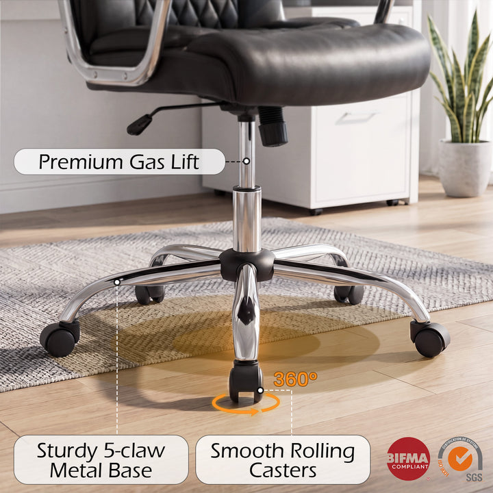 Giantex Ergonomic Leather Office Chair – Adjustable Swivel Executive Desk Chair with Armrests &amp; Rocking Backrest