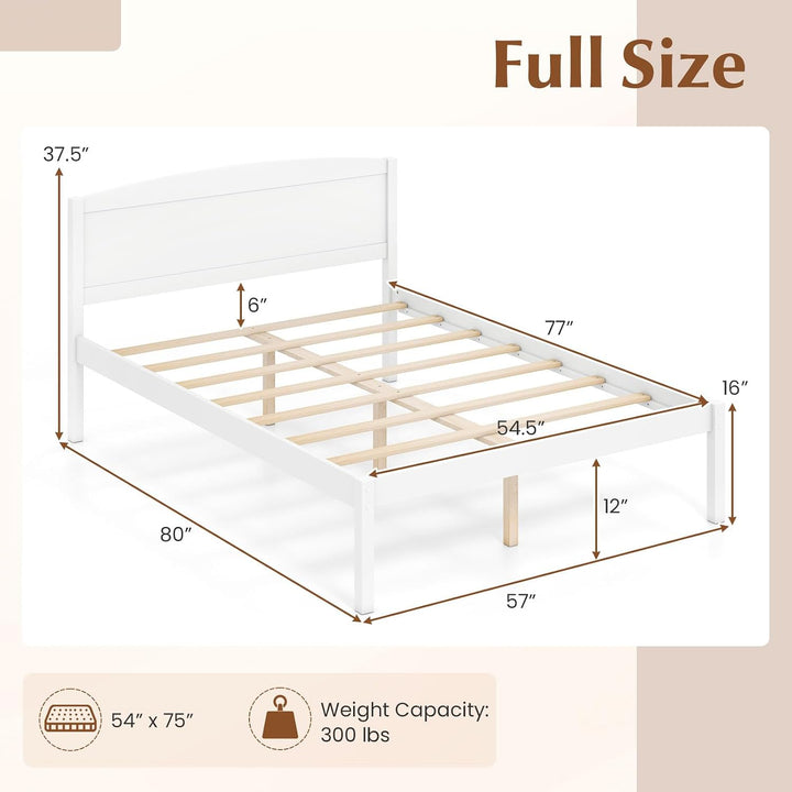 GIANTEX Wooden Bed Frame with Curved Headboard, Wood Slat Support | Farmhouse Platform Bed w/Heavy Duty Mattress Foundation