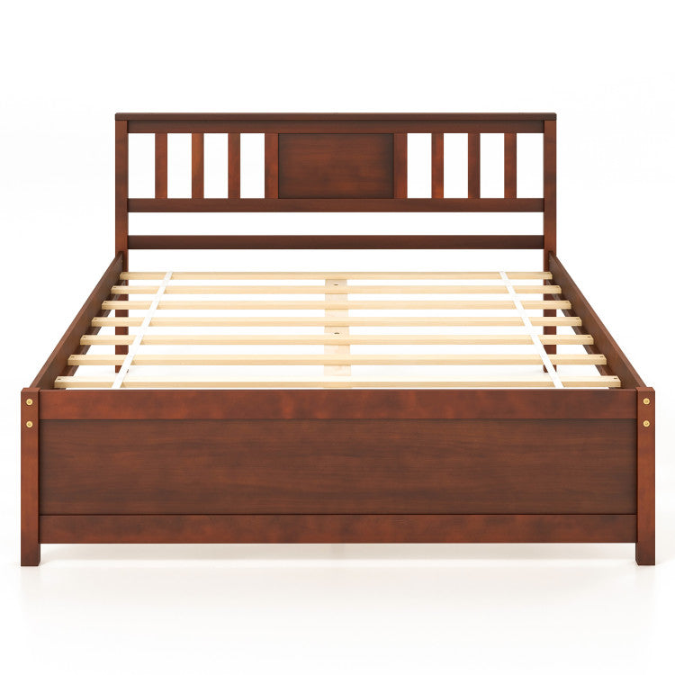 Giantex Solid Wood Platform Bed Frame, Mid Century Full Bed Frame with Headboard