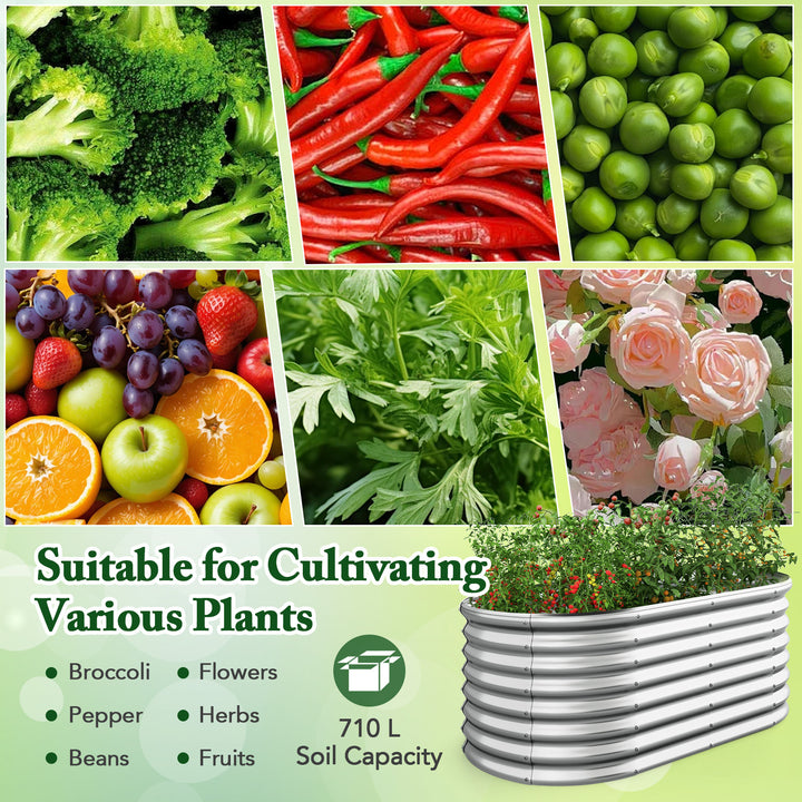 Giantex Raised Garden Bed, 65” x 32” x 24” Oval Metal Planter Box