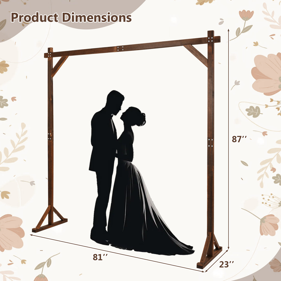 Giantex Wooden Wedding Arch for Ceremony, 7.2 FT Square Solid Wood Arbor for Wedding Backdrop Stand