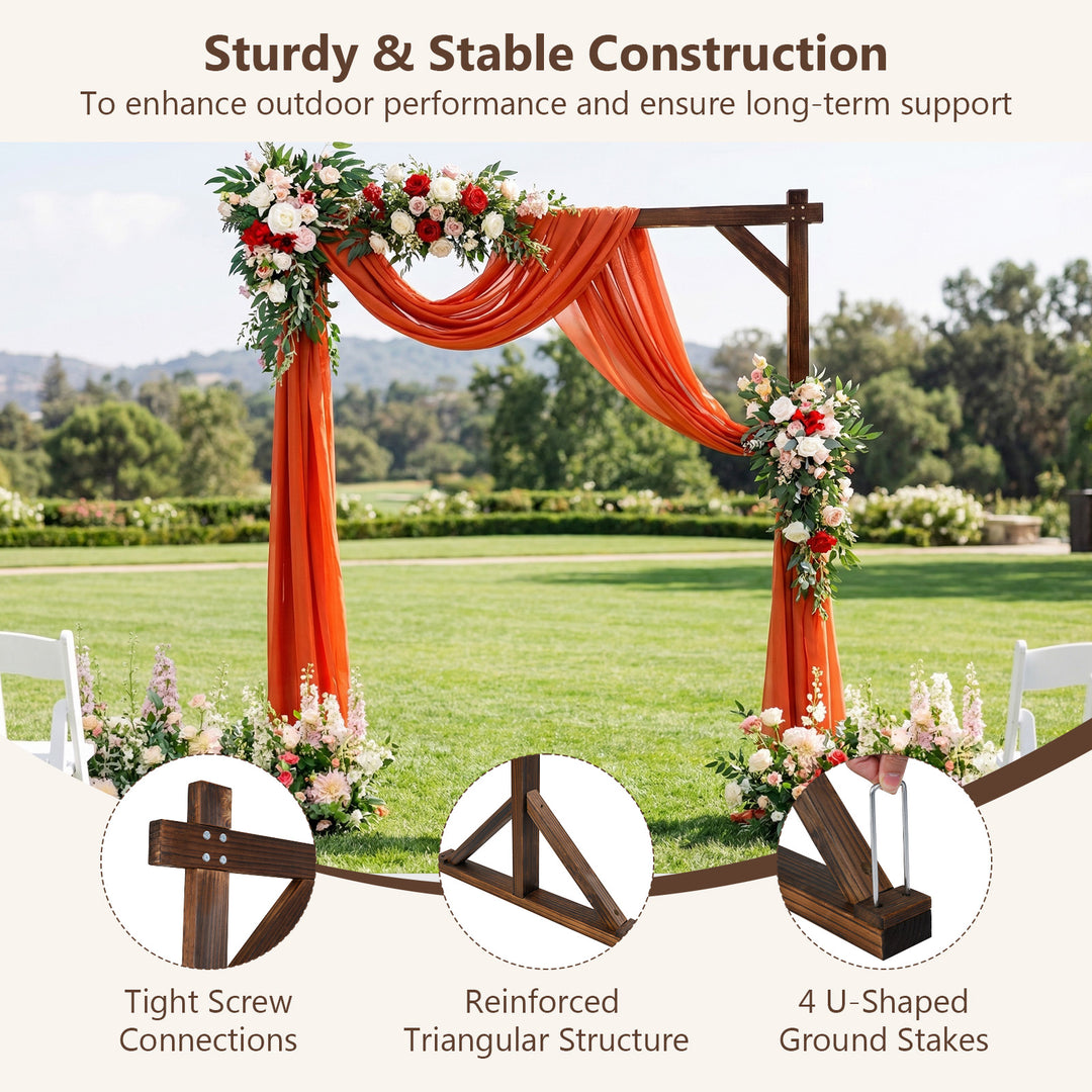 Giantex Wooden Wedding Arch for Ceremony, 7.2 FT Square Solid Wood Arbor for Wedding Backdrop Stand