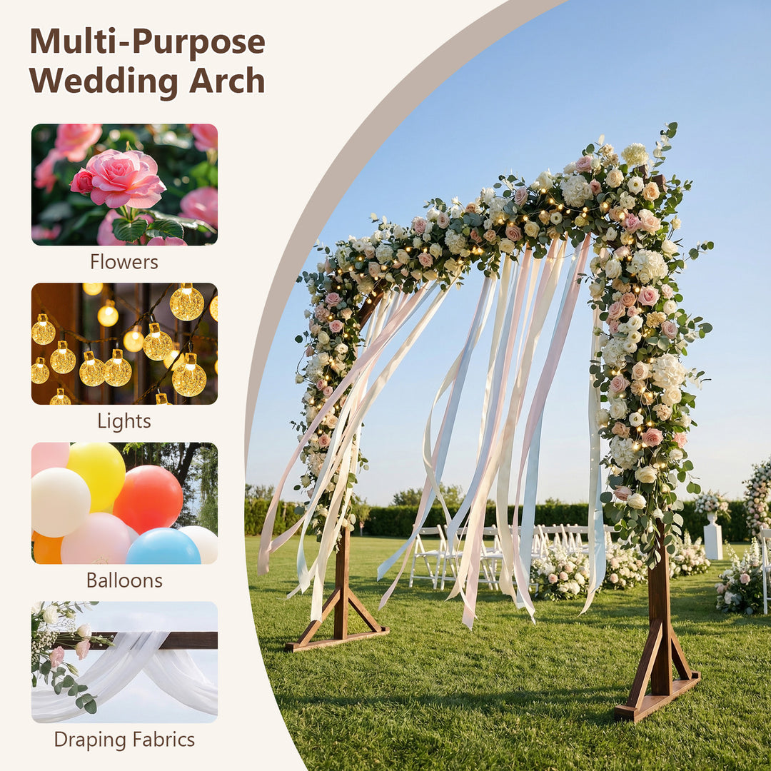 Giantex Wooden Wedding Arch for Ceremony, 7.2 FT Square Solid Wood Arbor for Wedding Backdrop Stand