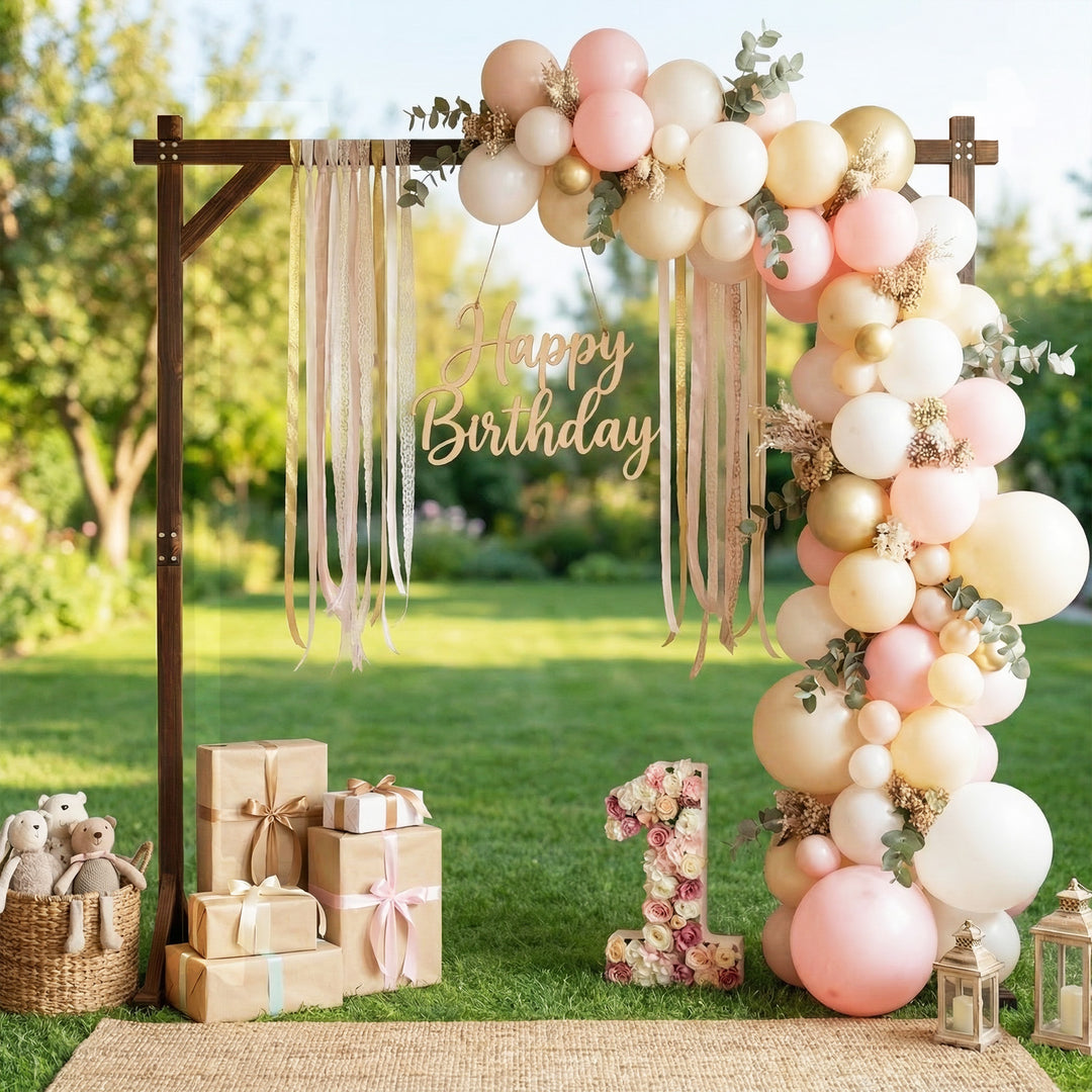 Giantex Wooden Wedding Arch for Ceremony, 7.2 FT Square Solid Wood Arbor for Wedding Backdrop Stand