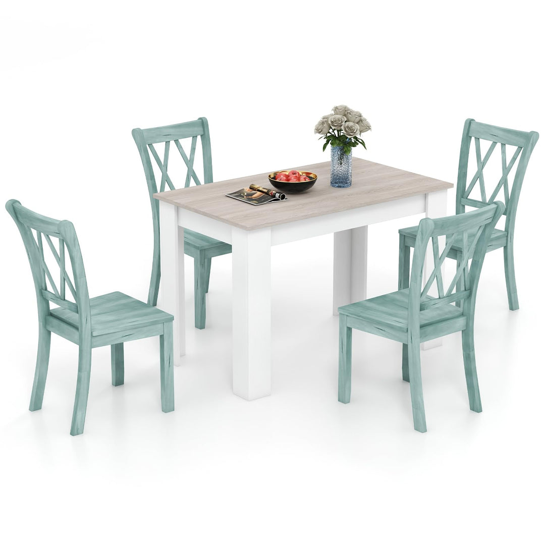 Giantex 5-Piece Dining Table Set, Modern Rectangle Dining Table &amp; High Back Chairs Set for 4