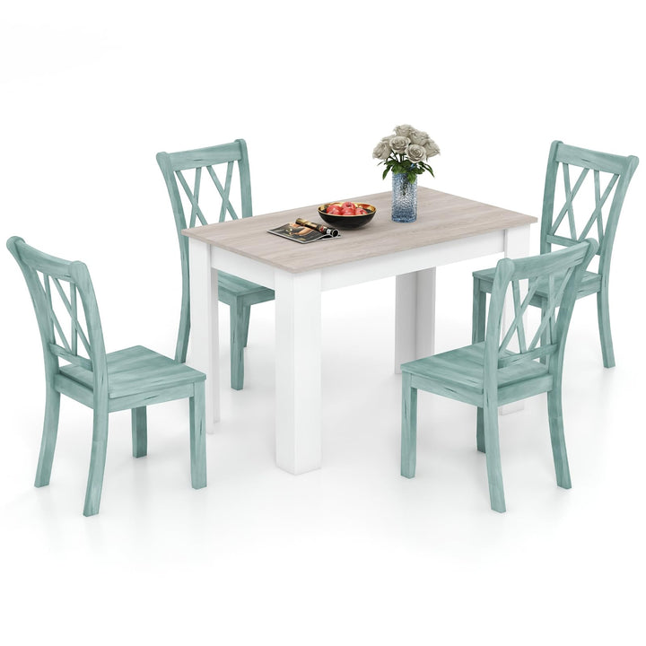 Giantex 5-Piece Dining Table Set, Modern Rectangle Dining Table &amp; High Back Chairs Set for 4