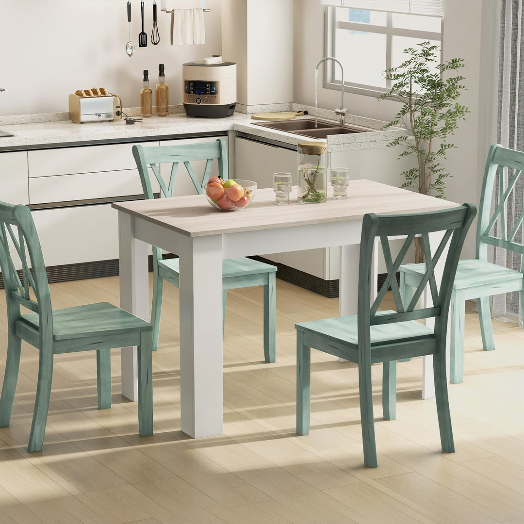 Giantex 5-Piece Dining Table Set, Modern Rectangle Dining Table &amp; High Back Chairs Set for 4
