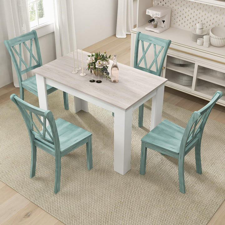 Giantex 5-Piece Dining Table Set, Modern Rectangle Dining Table &amp; High Back Chairs Set for 4