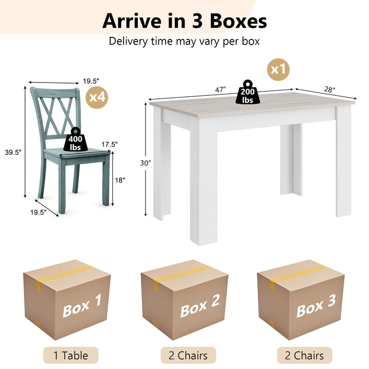 Giantex 5-Piece Dining Table Set, Modern Rectangle Dining Table &amp; High Back Chairs Set for 4