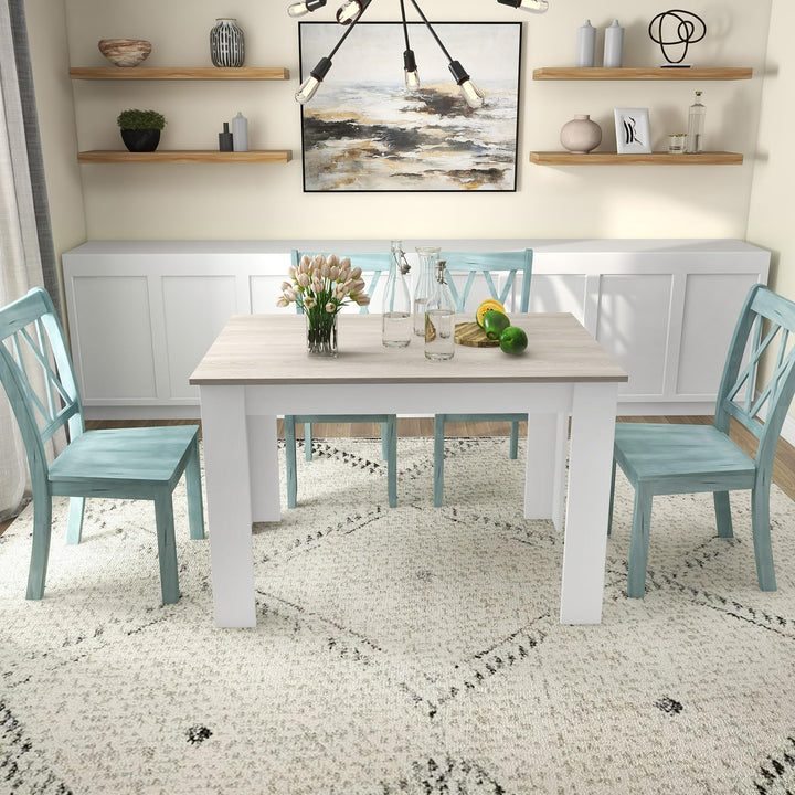 Giantex 5-Piece Dining Table Set, Modern Rectangle Dining Table &amp; High Back Chairs Set for 4