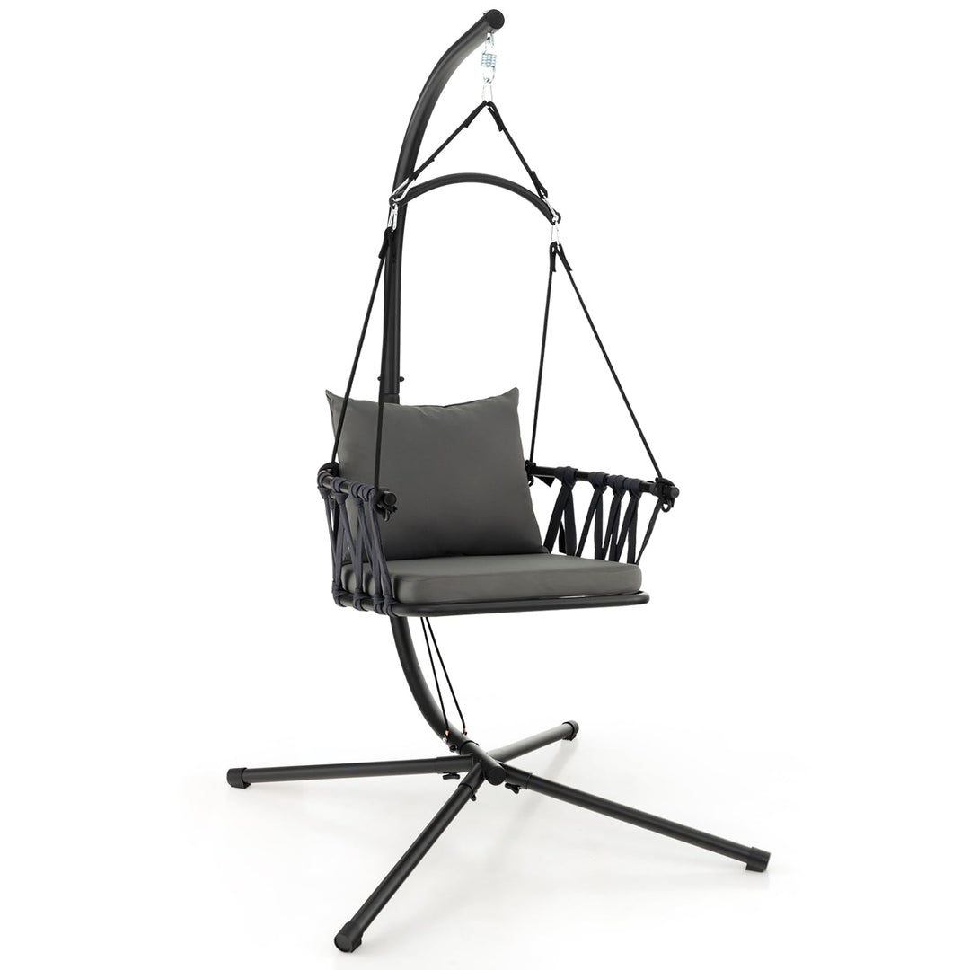 Giantex Hanging Swing Chair W/Stand, Cozy Seat &amp; Back Cushions