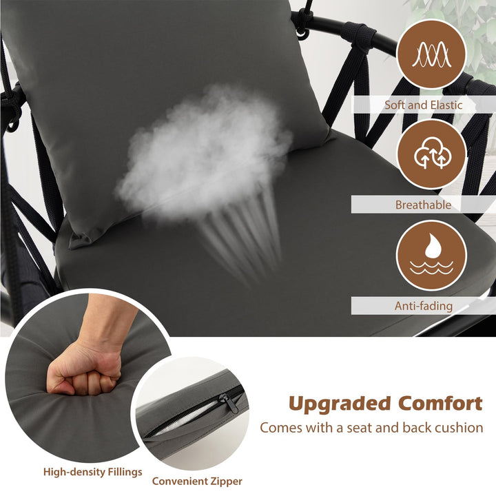 Giantex Hanging Swing Chair W/Stand, Cozy Seat &amp; Back Cushions