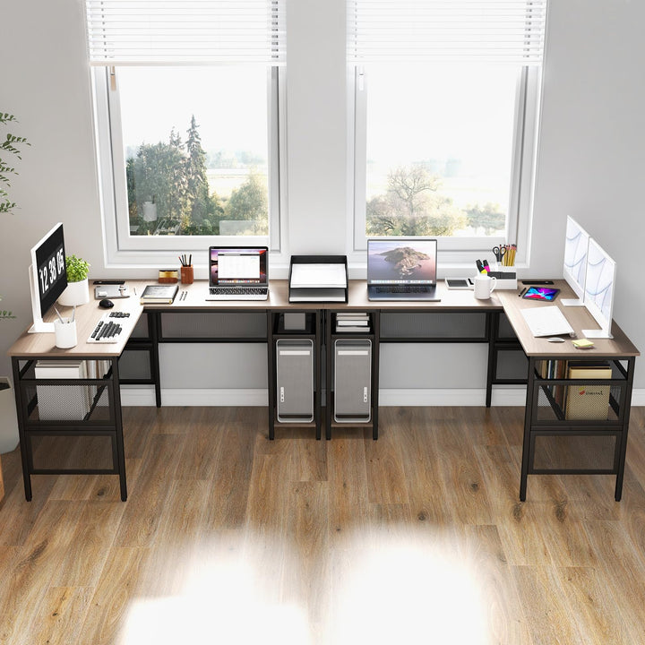 Giantex L Shaped Desk with Power Outlets &amp; USB Ports