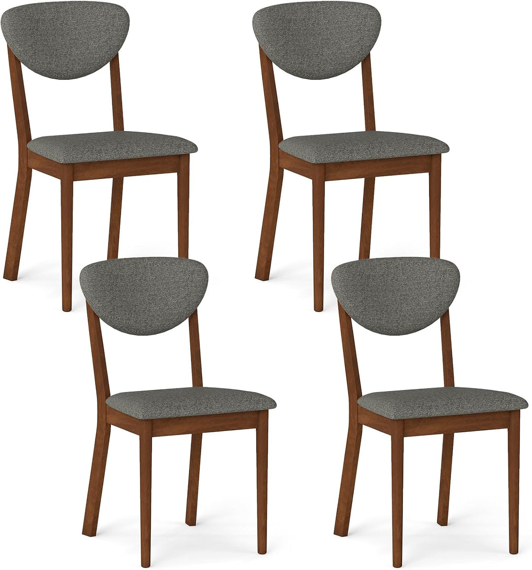 GIANTEX Wooden Dining Chairs Set of 4, Upholstered Kitchen Chairs | Farmhouse Dining Room Chair w/ Padded Seat &amp; Back