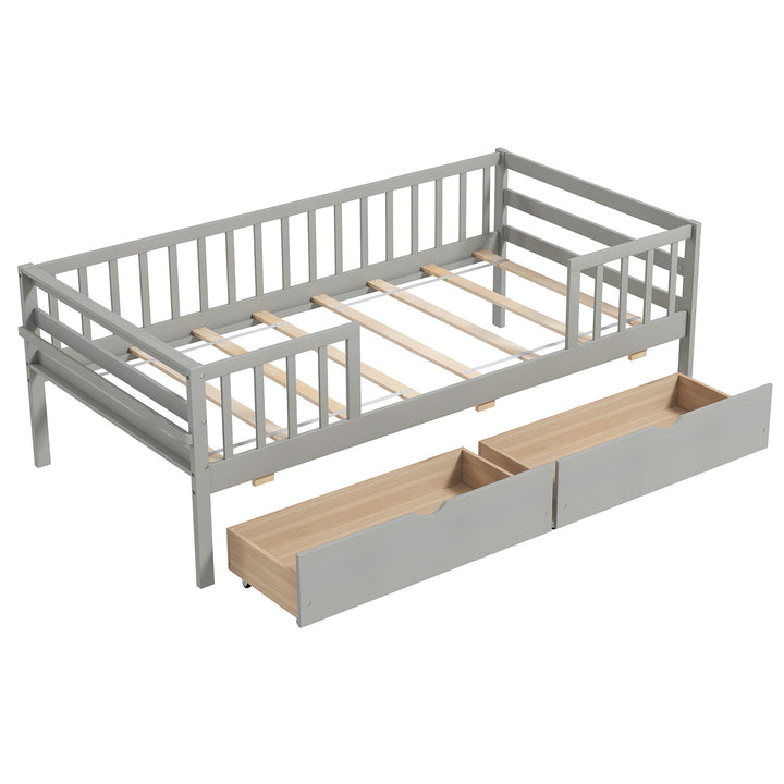 Giantex Twin Daybed with Drawers, Wooden Twin Bed Frame with Side Storage &amp; Slats Support