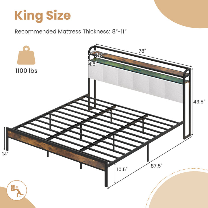 Giantex King/Queen/Full/Twin Size Bed Frame with Storage Headboard