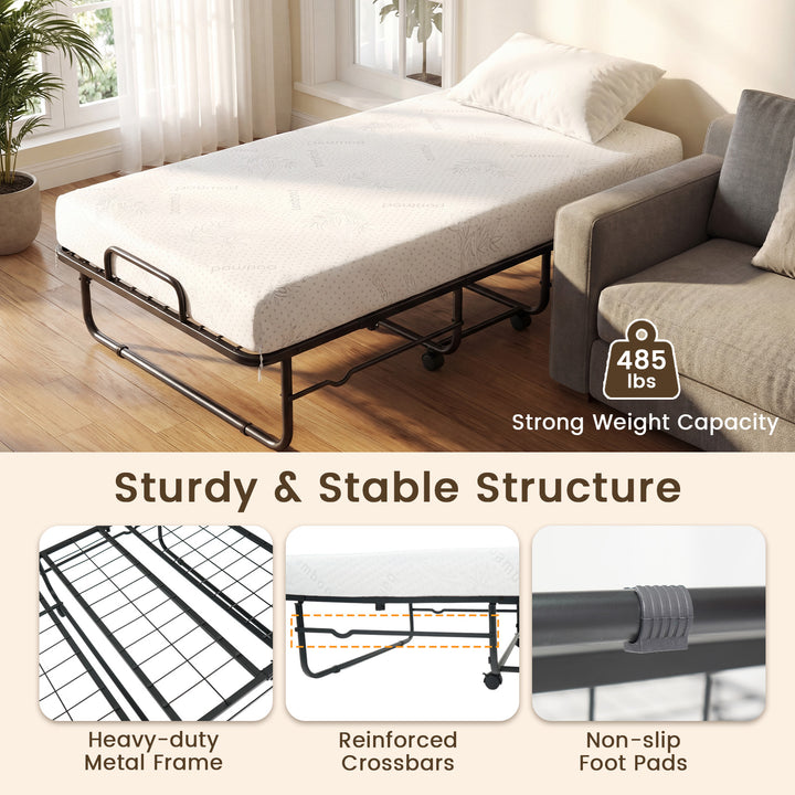 Giantex Folding Bed with 5-Inch Mattress 75" x 38" Twin Size Foldable Guest Bed
