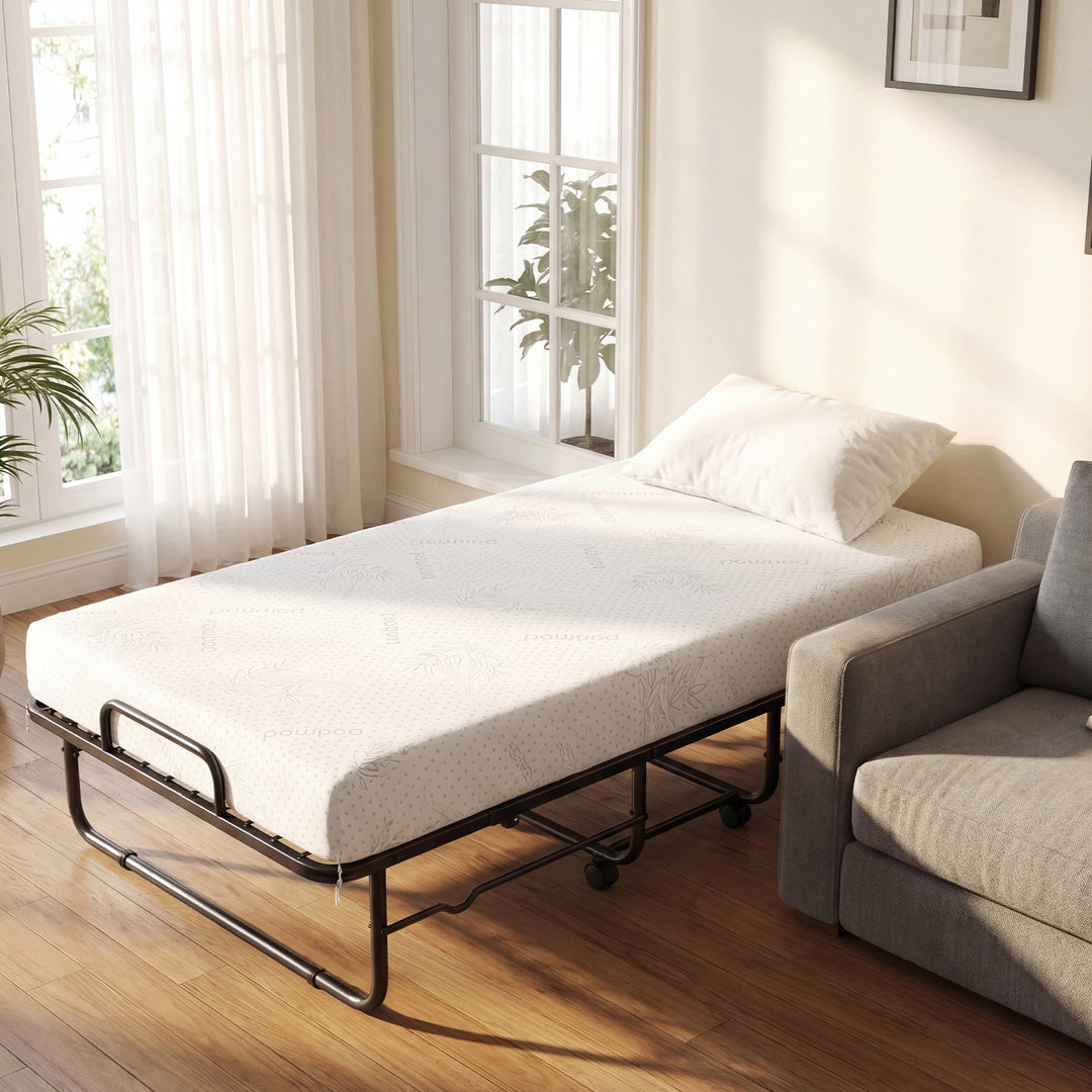 Giantex Folding Bed with 5-Inch Mattress 75" x 38" Twin Size Foldable Guest Bed