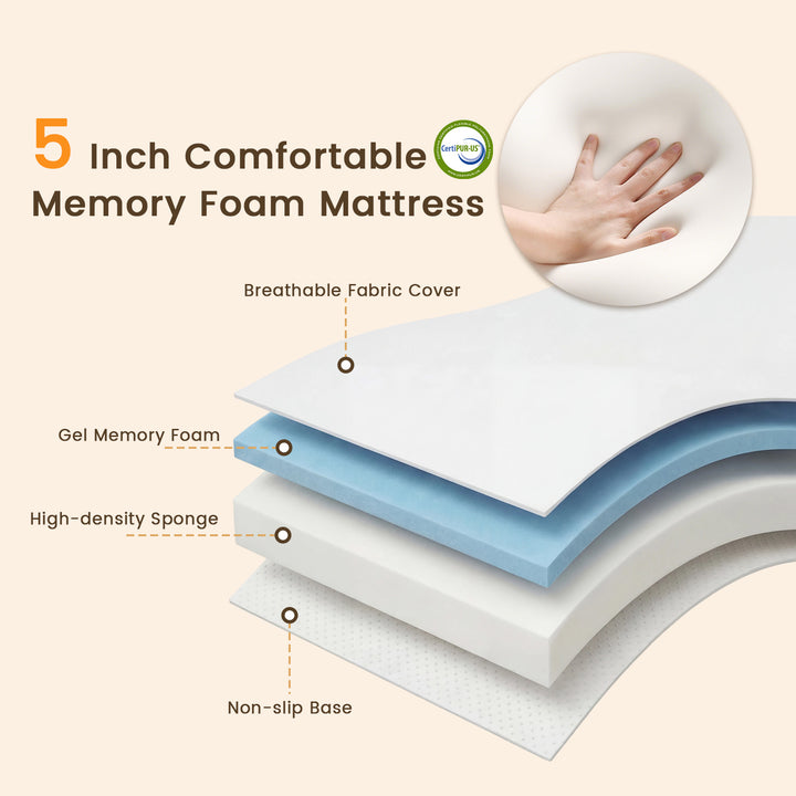 Giantex Folding Bed with 5-Inch Mattress 75" x 38" Twin Size Foldable Guest Bed