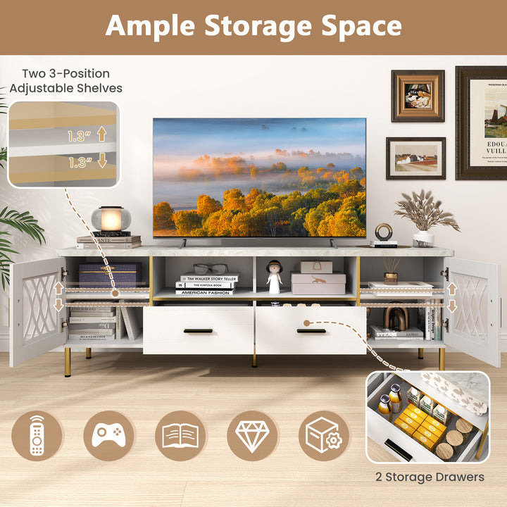 Giantex TV Stand for TV up to 80", 71-Inch Modern Entertainment Center with Glass Doors &amp; 2 Storage Drawers